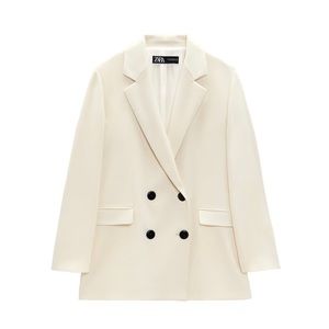 Zara Double Breasted Blazer Ecru Color, Brand New with Tag